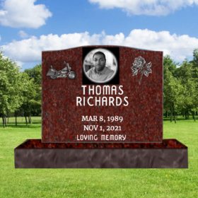 red Single Upright Headstone